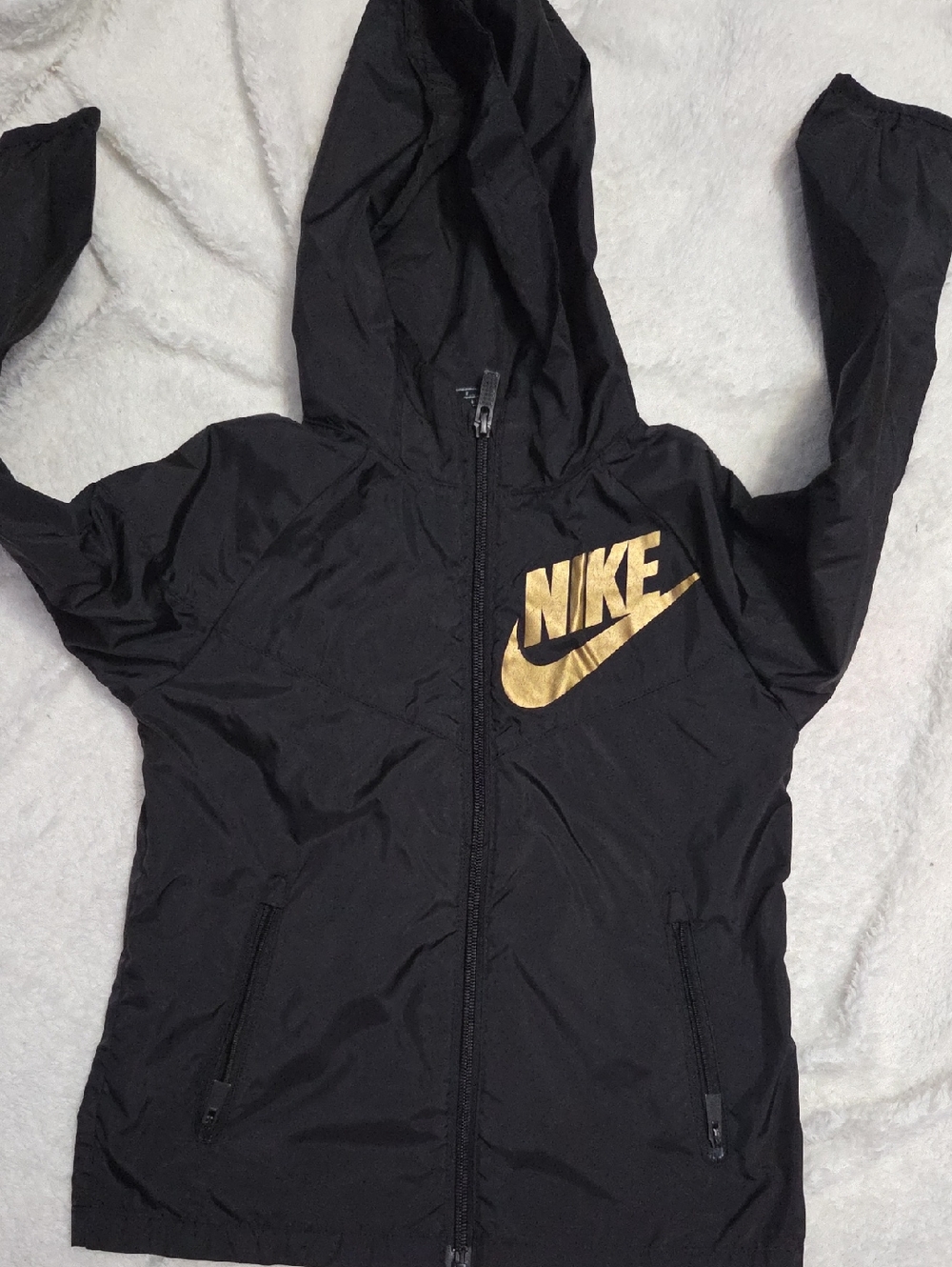 Nike Black Hooded Jacket with Gold Logo